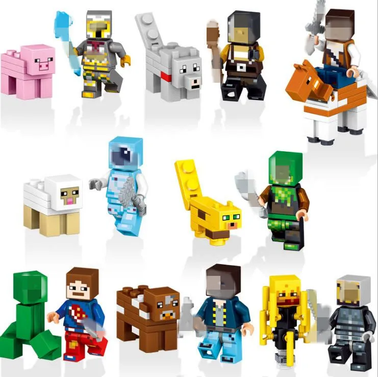 

4set/lot Figures Minecraft My World Zombie Steve Enderman DIY Building Block minifigures Series Compatible Legoed mincraft