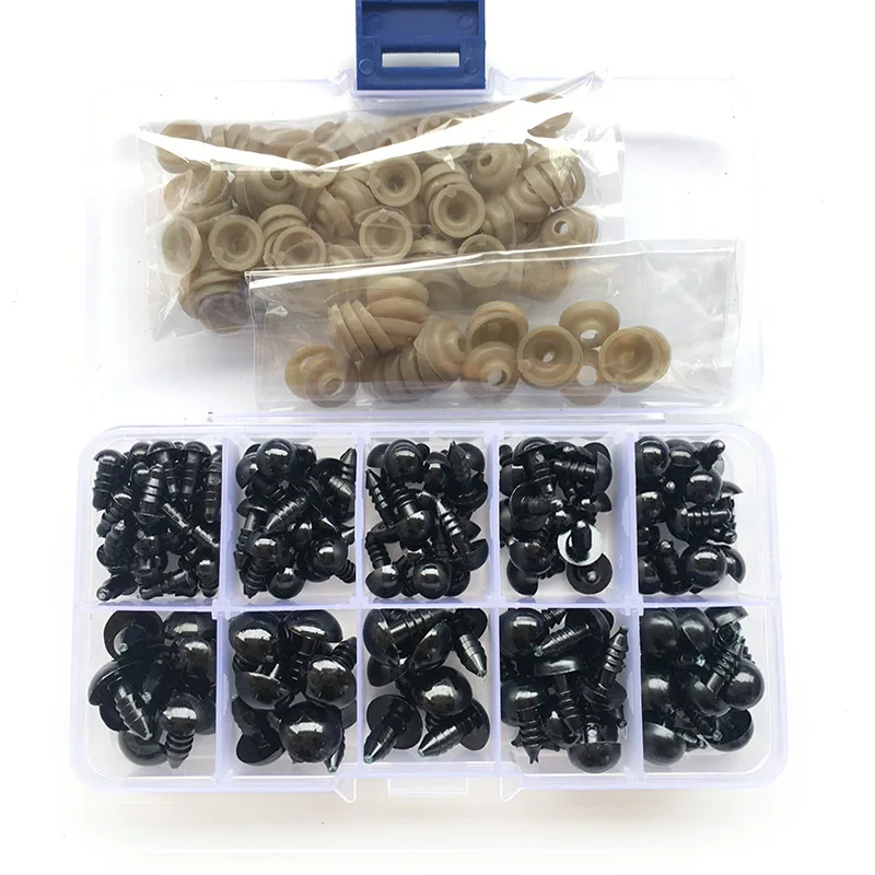 142pcs 6-12mm Black Plastic Craft Safety Eyes for Teddy Bear Stuffed Doll Animal Amigurumi DIY Accessories 1