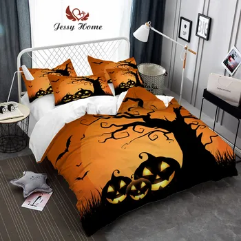 

Halloween Bedding Set Queen Size Mysterious Duvet Cover Bed Set Bedclothes 3pcs 4pcs with Pillow Case King Yellow