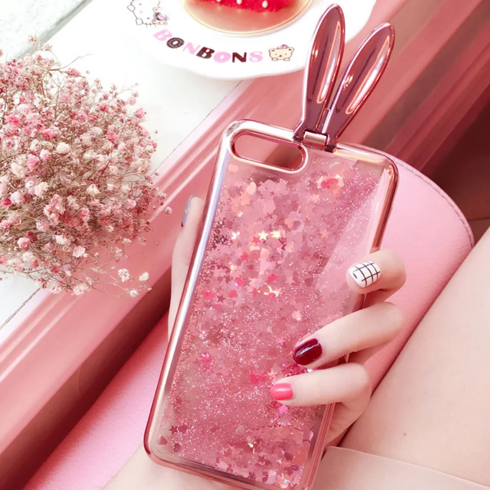 

KISSCASE Glitter Quicksand Rabbit Case For iPhone 5S 6 7 8 Plus Cases For iPhone 6 6S Plus Silicon Girly Back Cover For iPhone 7