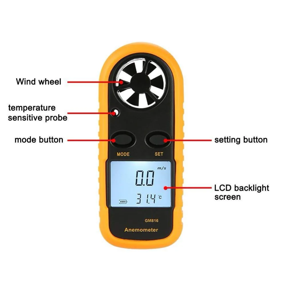 

Anemometer Anemometro Thermometer Wind Speed Gauge Meter Windmeter 3Portable Hand-held tool