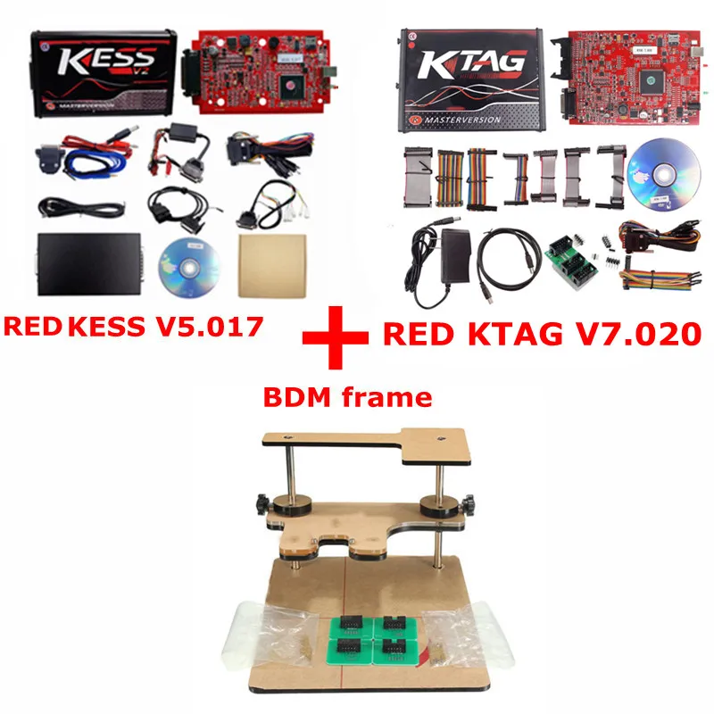 Безлимитный V2.47 EU красный KTAG V7.020 4 светодиодный SW V2.25 онлайн KESS V2 V5.017 K-TAG 7,020 Master V2.23 KESS OBD2 тюнинговый ECU программист - Цвет: KESS KTAG BDM FRAME