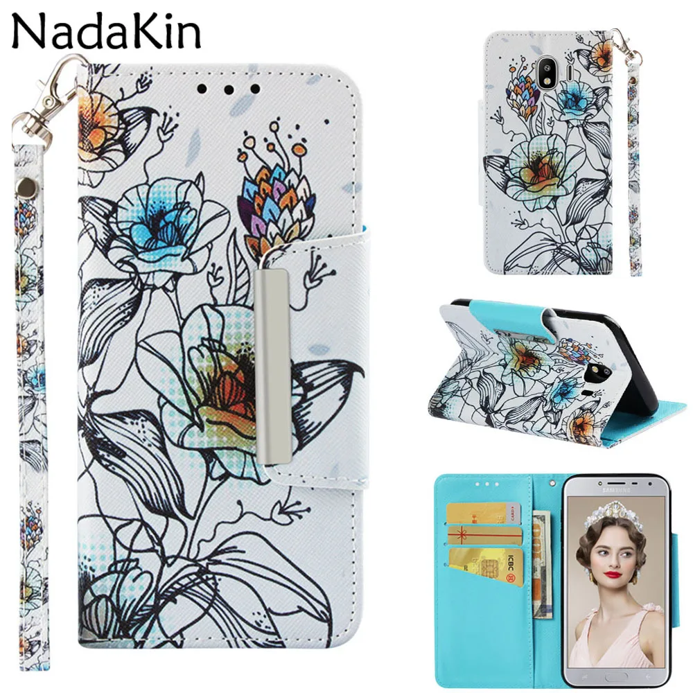 

Stylish Painted Flip Book Case Cover for Samsung Galaxy A5 J3 J5 J7 2017 J4 J6 J8 A6 A8 Plus A7 S8 S9 2018 S7 Edge Note 9