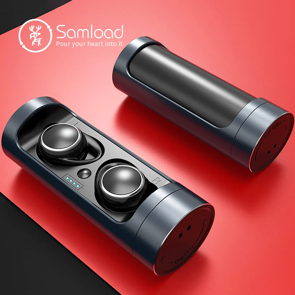 

Samload Bluetooth 5.0 Headphones True Wireless Stereo Earbuds Mini headphones Built in Mic with Portable Charging box For iPhone