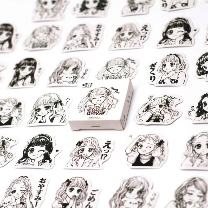 

Hot Sale 45pcs/set Cute Girl Memo Pad Paper Sticker Decoration DIY Album Scrapbooking Sticker Kawaii Stationery Gift