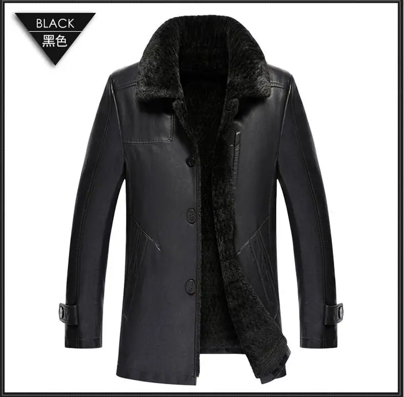 High Quality Men's Leather Jackets Winter Clothes Lapel Fur Coats for men Casual Plus Thick Warm Outerwear Mens Business Jacket sheepskin jacket mens