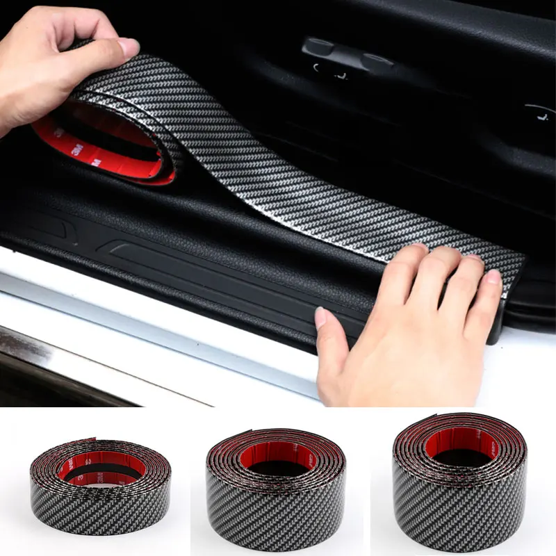 

Carbon Fiber Rubber Soft Black Bumper Strip DIY Door Sill Protector Edge Guard for benz fiat Mitsubishi Car sticker