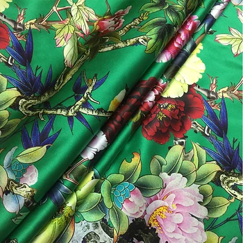 

2017 new 108cm wide 19mm silk stretch fabric stunning luxury digital printing color heavy elastic silk satin cheongsam cloth