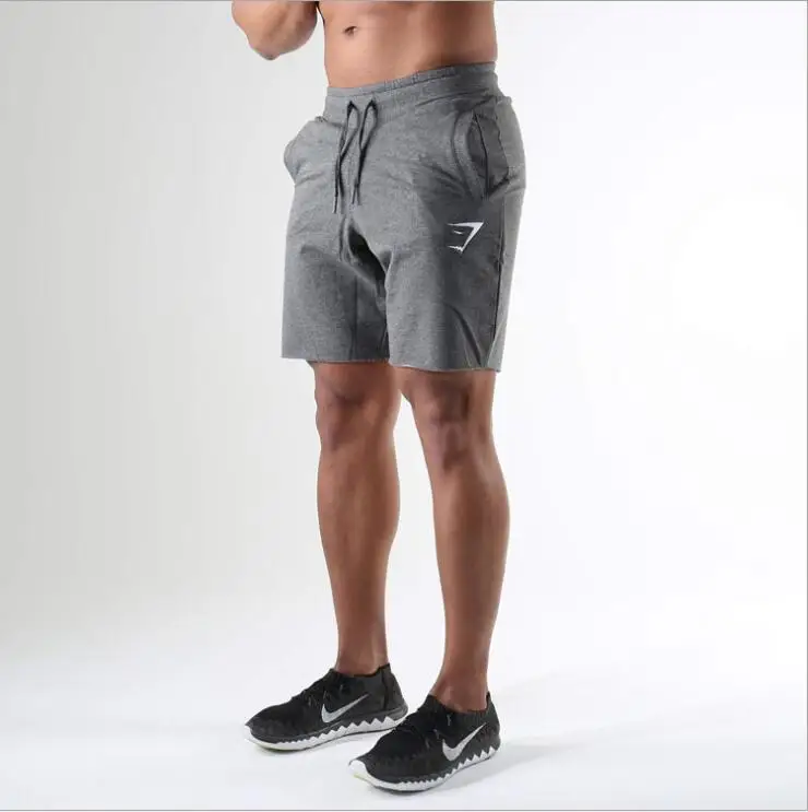 Новые мужские хлопковые спортивные тренировка, Бег Фитнес Спортивные укороченные штаны - Цвет: dark grey