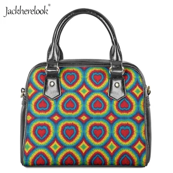

Jackherelook Brand Design Fashion Women Handbag Tie Dye Heart Shape Print Tote Bag Female Shoulder Bags Ladies PU Leather Purse