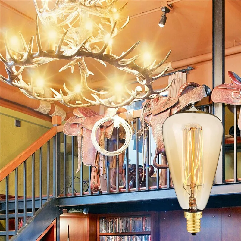 Lâmpada do Bulbo Lote E14 Dimmable Edison Reprodução 40 Watt Incandescente Vintage Luz Bulb w Branco Quente 220-240 v 6 Pçs - St48 9 Lâmpadas incandescentes