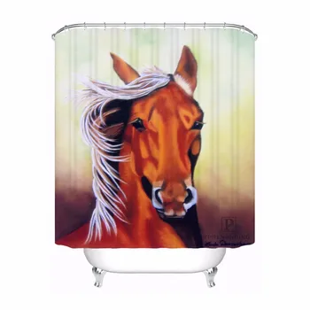 

Custom New horses Bathroom Acceptable Shower Curtain Polyester Fabric Bathroom Curtain #180318-37-19