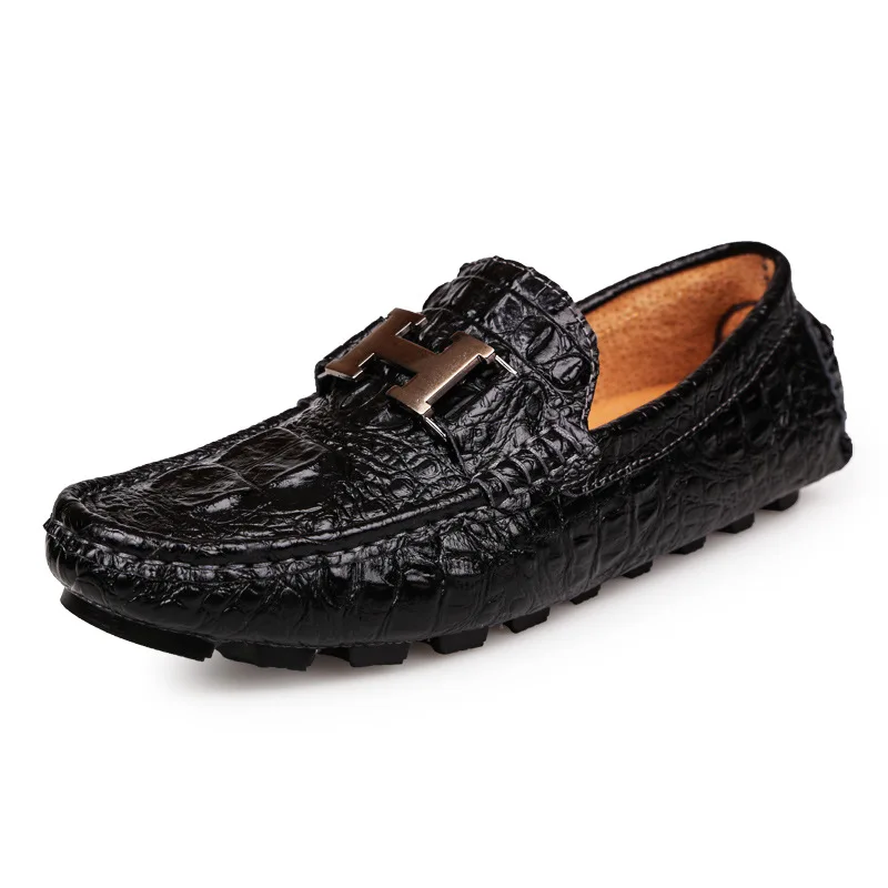 Men Brand Genuine Leather Driving Shoes Crocodile Loafers Shoes Moccasins Casual Shoes Black Brown Boat Shoes Flats XK121404 crocodile shoes men loafers moccasins men shoes casual flats men flats slip on leather shoes brown blue black