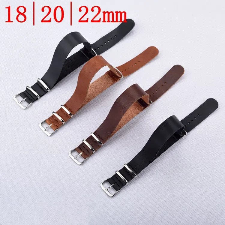 

ZULU PU Leather Watch Strap Watchbands Black Leather 18mm 20mm 22mm