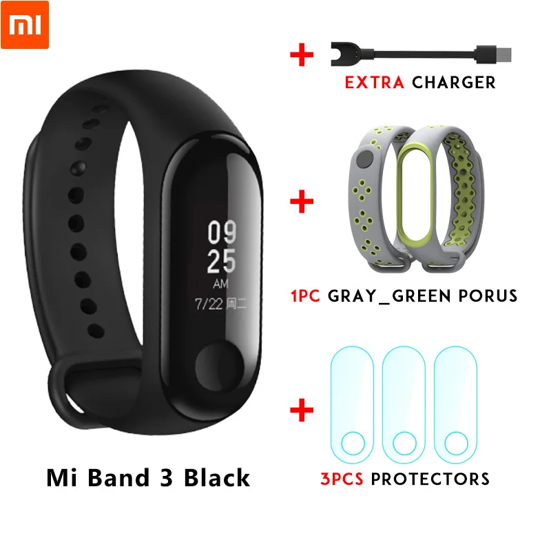 Xiaomi mi Band 3 mi band 3 для Android IOS фитнес-трекер монитор сердечного ритма 0,78 ''OLED дисплей тачпад Bluetooth 4,2 - Цвет: Mi band 3 n strap