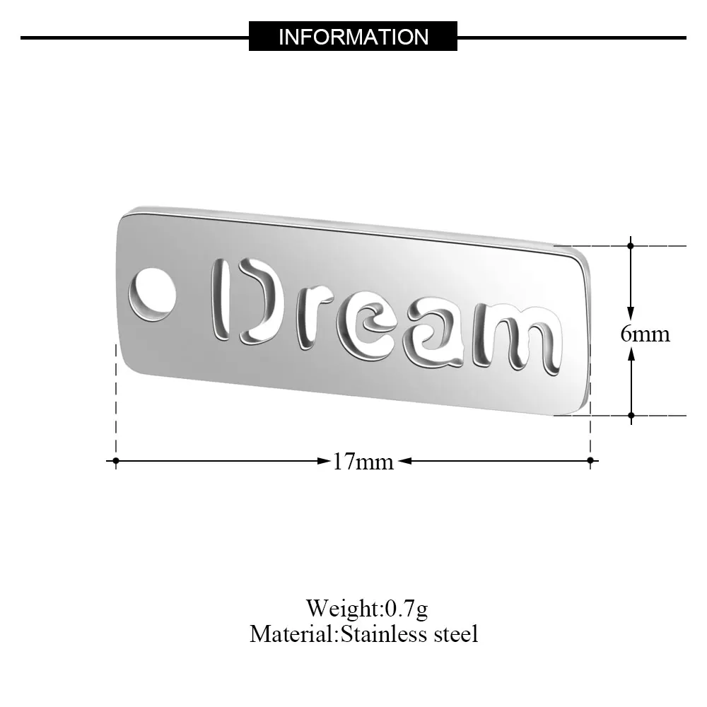 10 штук Dream Faith Happy Love Hope Tag Шарм нержавеющая сталь Настоящее 316 сталь DIY ааааа качественные подвески