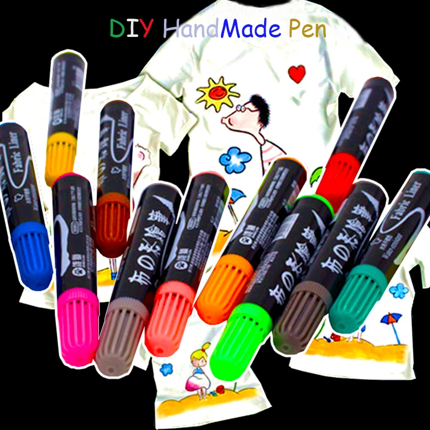 Simbalion布ペンdiyクリエイティブ子供落書きカラーペンテキスタイル染色ペン厚いヘッドマークペン Marking Pen Textile Penpen Diy Aliexpress