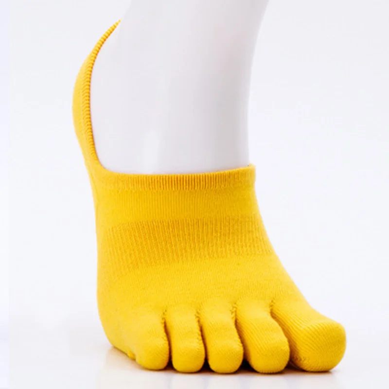 Хлопковые мужские носки с пятью пальцами, невидимые, Нескользящие, дышащие, противоскользящие носки с пальцами, спортивные носки для велосипедистов