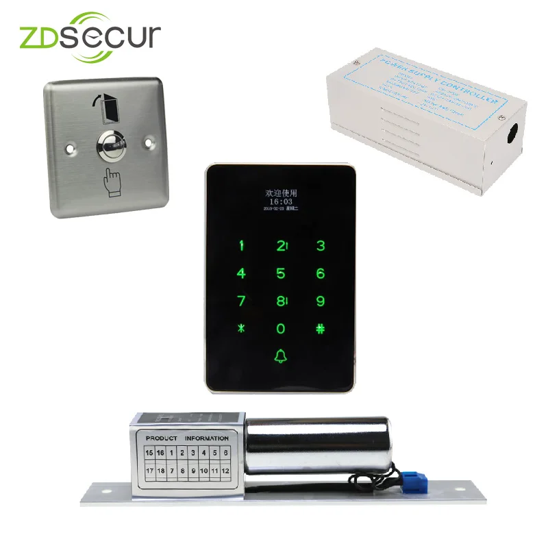 

Special Office Access Control Kit with Electric Lock + Password Keypad RFID Reader+Stainless Steel Exit Button+Power Supply