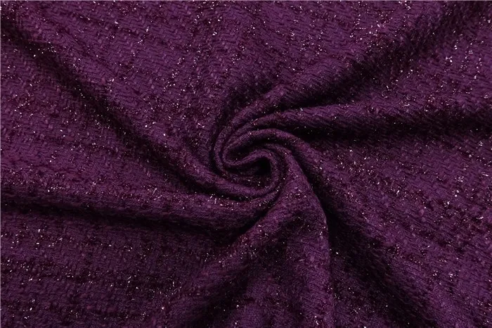 

free ship deep purple weaved with shining line tweed fabric price for 1.5 meter 59" wide