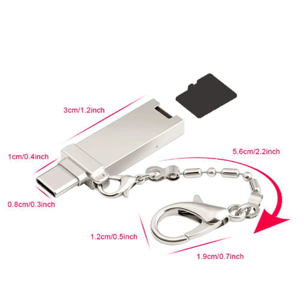 Kebidu mini type C Micro USB OTG устройство для чтения карт памяти Алюминиевый адаптер с брелком для Micro SD/TF ПК компьютер для xiaomi