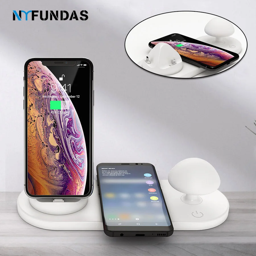 NYFundas 3 в 1 Быстрое беспроводное зарядное устройство Usbc док станция Micro Usb Грибная