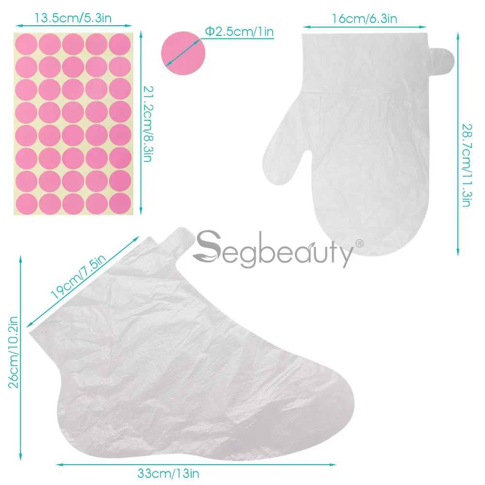 Segbeauty 투명 일회용 파라핀 목욕 라이너, 크고 두꺼운 장갑 및 부티 일회용 플라스틱 보호 라이너, 200 개