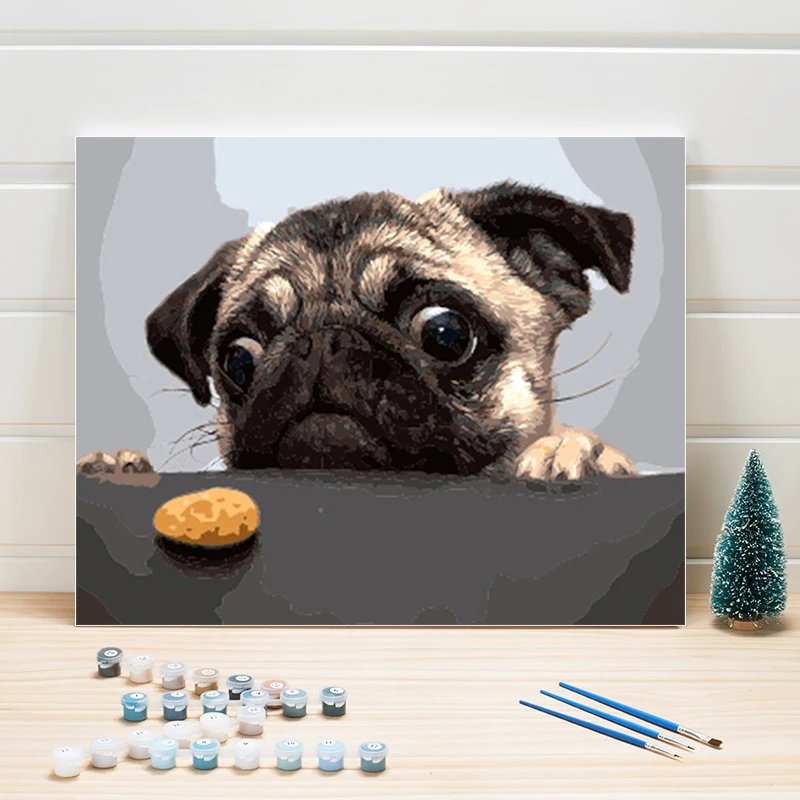 

Dog Drawing By Number Animal 40x50CM Paints Acrylics On Canvas Oil Paintings Numbers Walls Pictures For Living Room Decoration