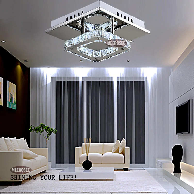 Square Led Crystal Chandelier Light Fixture Led Ceiling Lamp For Aisle Porch Hallway Stairs Wth Led Light Bulb 12 Watt 100 Guarantee Flower