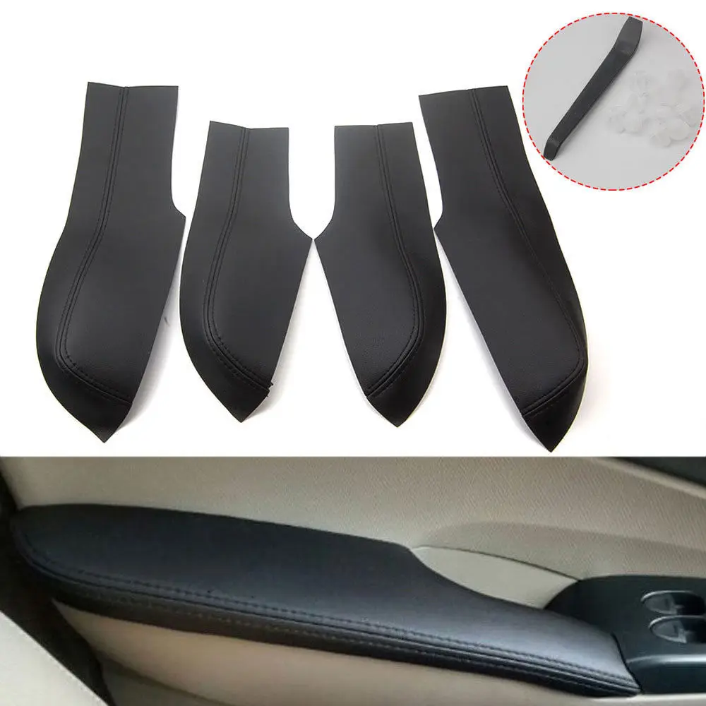 

For Honda 8th Civic 2006-2011 4pcs Door Armrest Cover Stitching PU Leather Surface Shell Trim Black Decorative Accessories