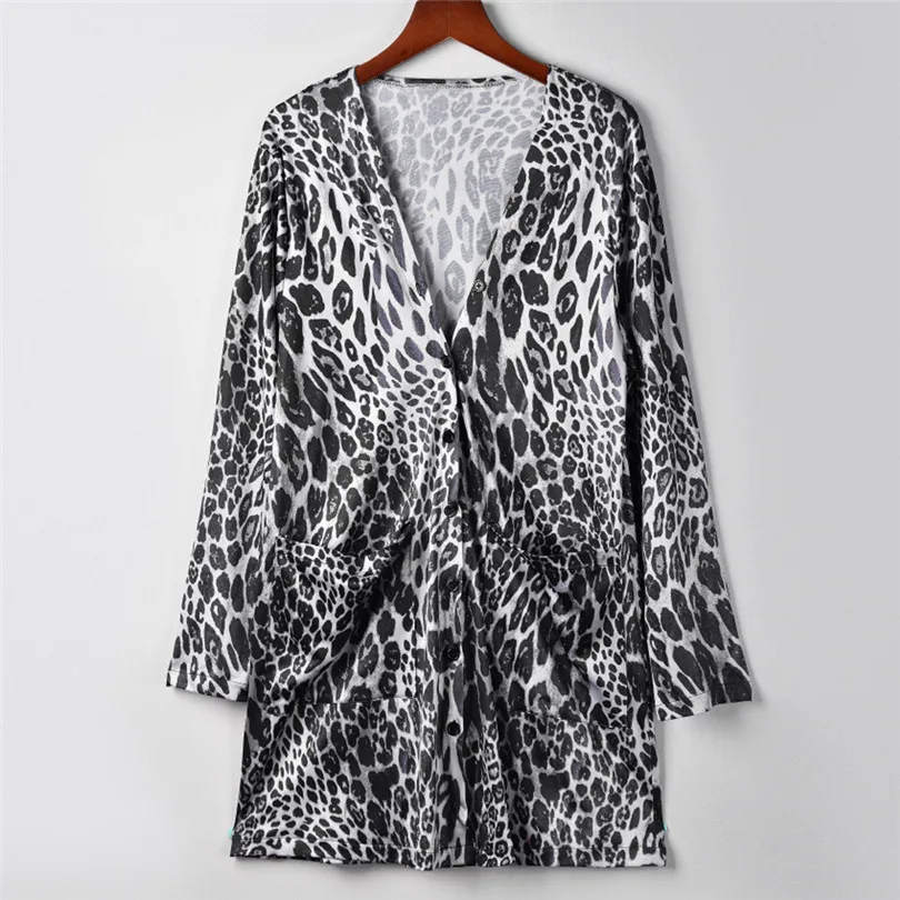  Fashion Womens Autumn Winter Casual Long Sleeve Leopard Print Fashion Coat Bllouse T-Shirt Tops Long coat New Arrival#4F01 (22)