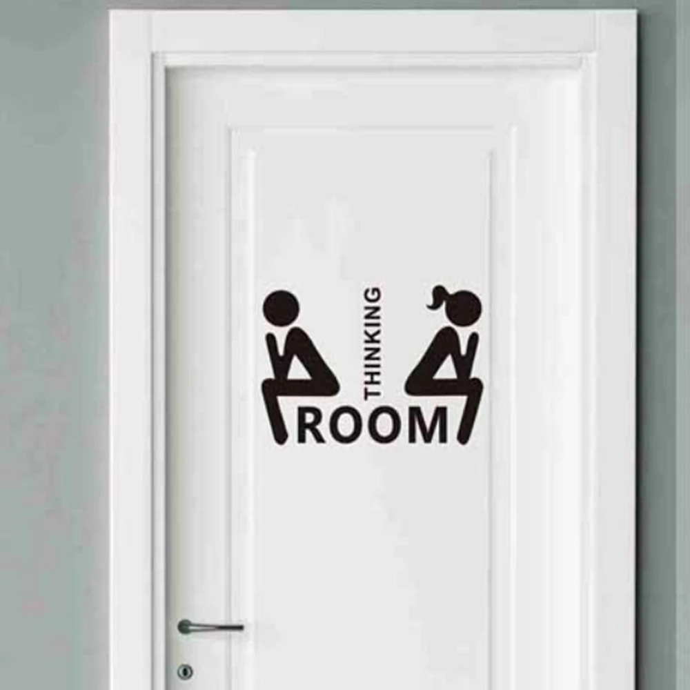 Removable Cute Vinyl Thinking Room Toilet&WC Decoration Stickers For
