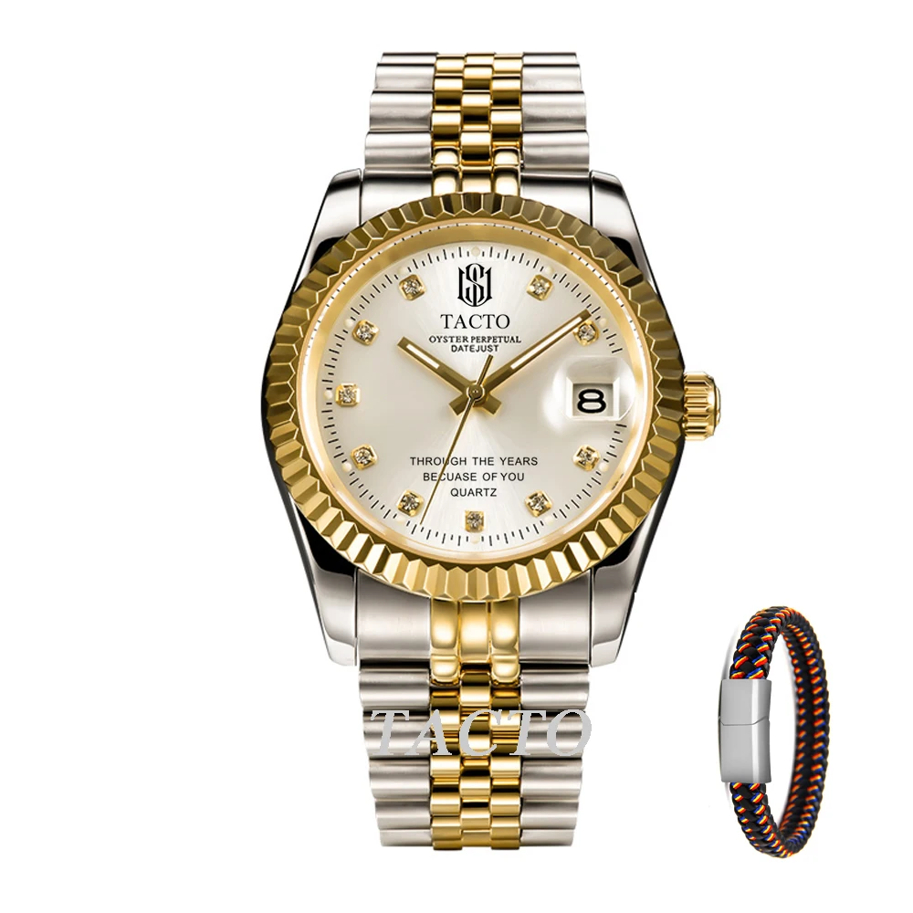 

TACTO Brand Luxury Men's Watch Date 50m Waterproof Clock golden Male Casual Quartz Watches Men Wrist Sport Watch erkek kol saati