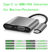 New SKW T-C008 Type-C Converter Adapter Type-C to HDMI VGA HD conversion Cable 60Hz / 11K for Apple MacBook laptop TV projector