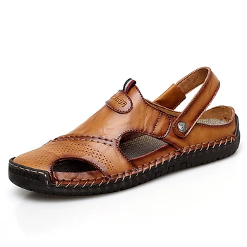 

Big Size Classic Men Soft Sandals Comfortable Men Summer Shoes Leather Sandals Men Summer Sandals Beach size 45,46,47,48