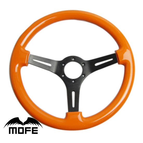 MOFE Racing 3 алюминиевые спицы 1" /350 мм Глубокая кукурузная тарелка для настройки деревянное классическое Рулевое колесо для гоночного автомобиля оранжевого цвета