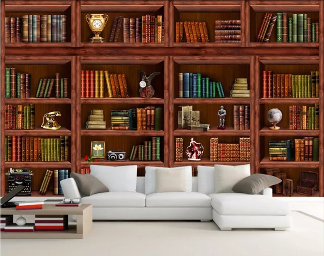 Wallpaper Custom Mural Bookcase Bookshelf Tv Wall Papers Home Wallpaper Custom Mural Bookcase Bookshelf Tv Wall Papers Home Decoration Painting Murals