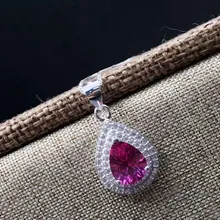 Натуральный Красный топаз кулон S925 Серебряный натуральный драгоценный камень кулон Цепочки и ожерелья Модная классика элегантные капли воды для женщин ювелирные изделия