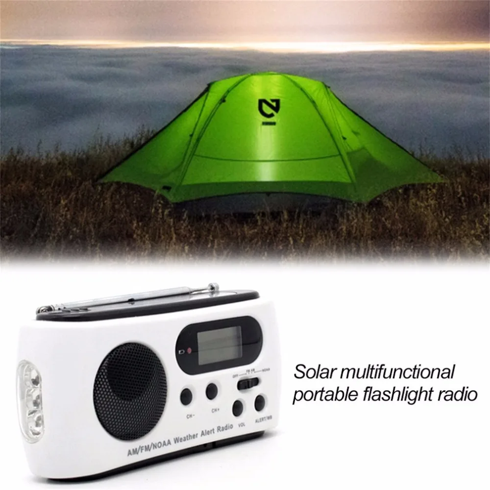 

Practical Multifunctional Emergency Flashlight FM/AM Multiband Radio with Cell Phone Charger MP3 Player Self Solar Powered Light