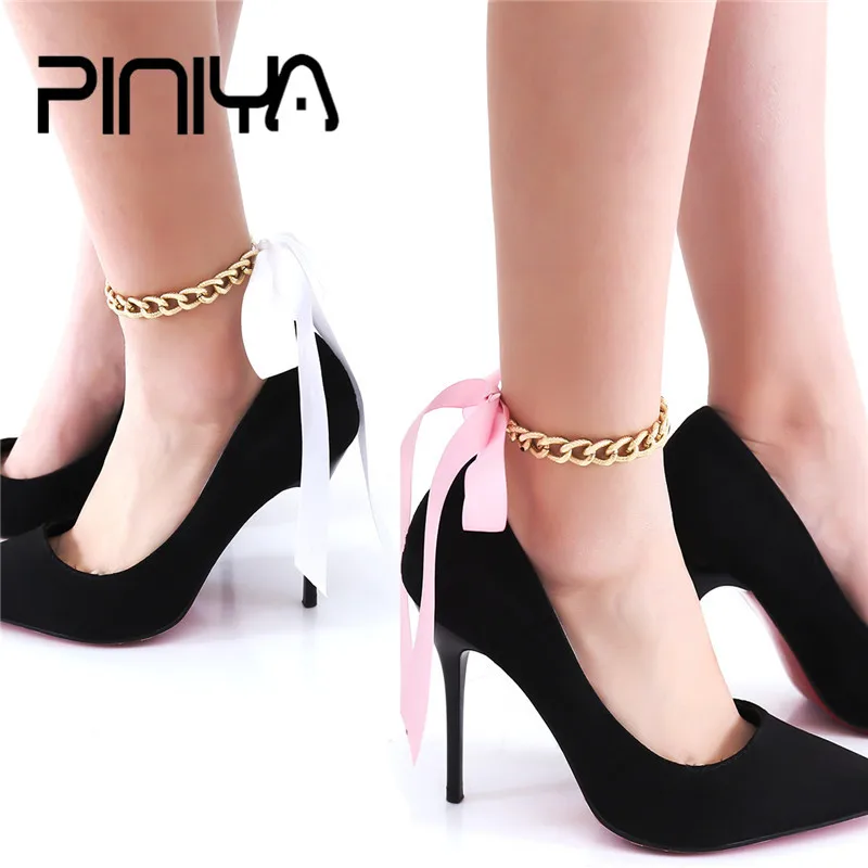 

Fashion Creative Foot Anklets Multicolor Ribbon Exaggerated Ankle Chain Bare Leg Bracelet Heel Beach Accessories