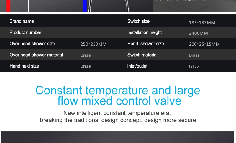 10'' Thermostatic Shower Systems Mixer Valve Set Install The Box Mixing Valve Handheld Bathroom Fold The Faucet Bath Shower Set (15)
