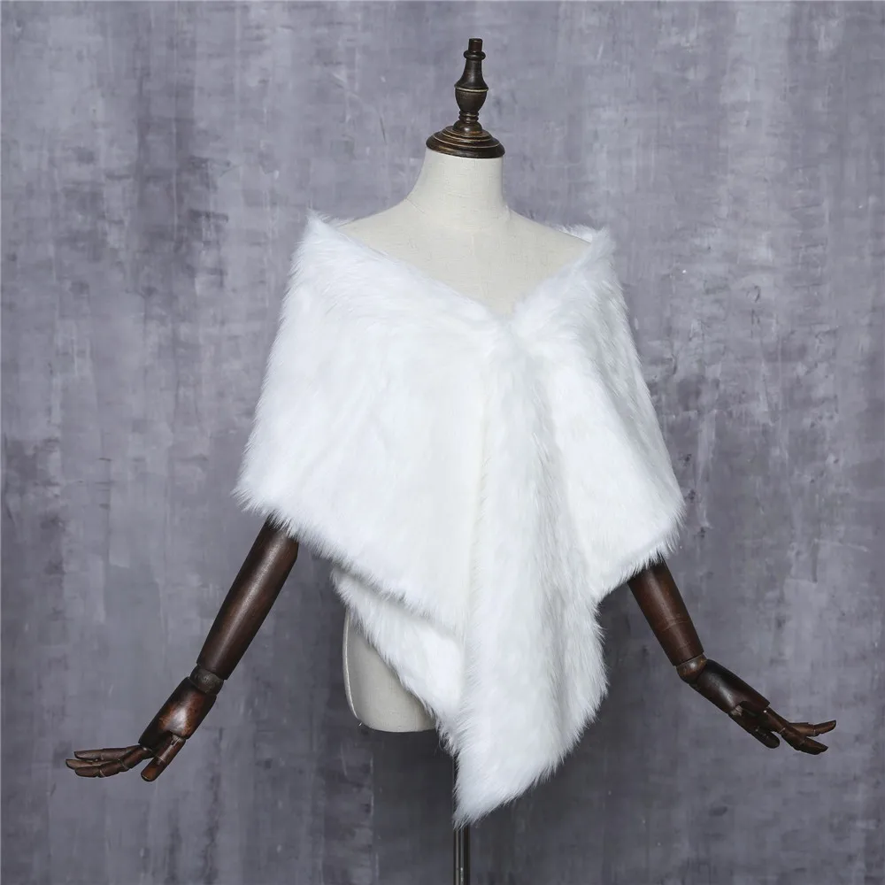 Новый Свадебный жакет Искусственный мех белый обертывания Болеро Свадебные Платки палантины Свадебные аксессуары