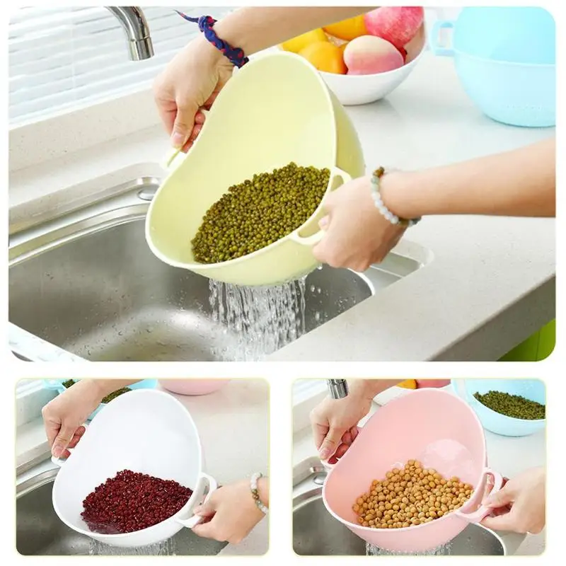 

20cm X 19cm X 9cm Double Handle Rice Cooker Kitchen Basket Kitchen Plastic Drain Basket Washing Kitchen Fruit Drain Tray