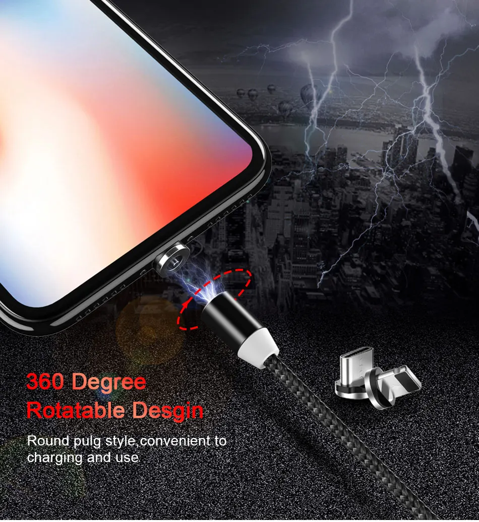 NOHON нейлоновые магнитные кабели для зарядки Micro usb type-C 8 Pin для iPhone 7 8 X iOS Android универсальный кабель для быстрой зарядки 1 м