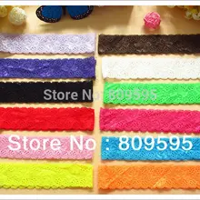 300 шт./лот 12 цветов 1,5 дюймов кружевные ленты Эластичная резинка для волос головная повязка, аксессуары для волос