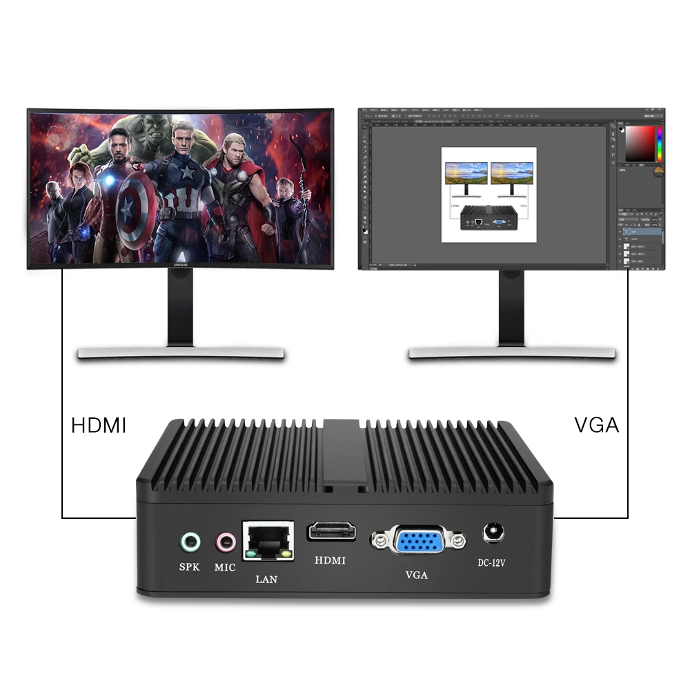  XCY Fanless Mini PC Windows 10 Core i5-4200Y i3-4010Y Micro Computer HDMI VGA WiFi Desktop gaming O