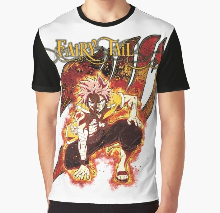 

All Over Print T Shirt Men Funny tshirt Fairy Tail Natsu Dragneel Fire Graphic Women T-Shirt