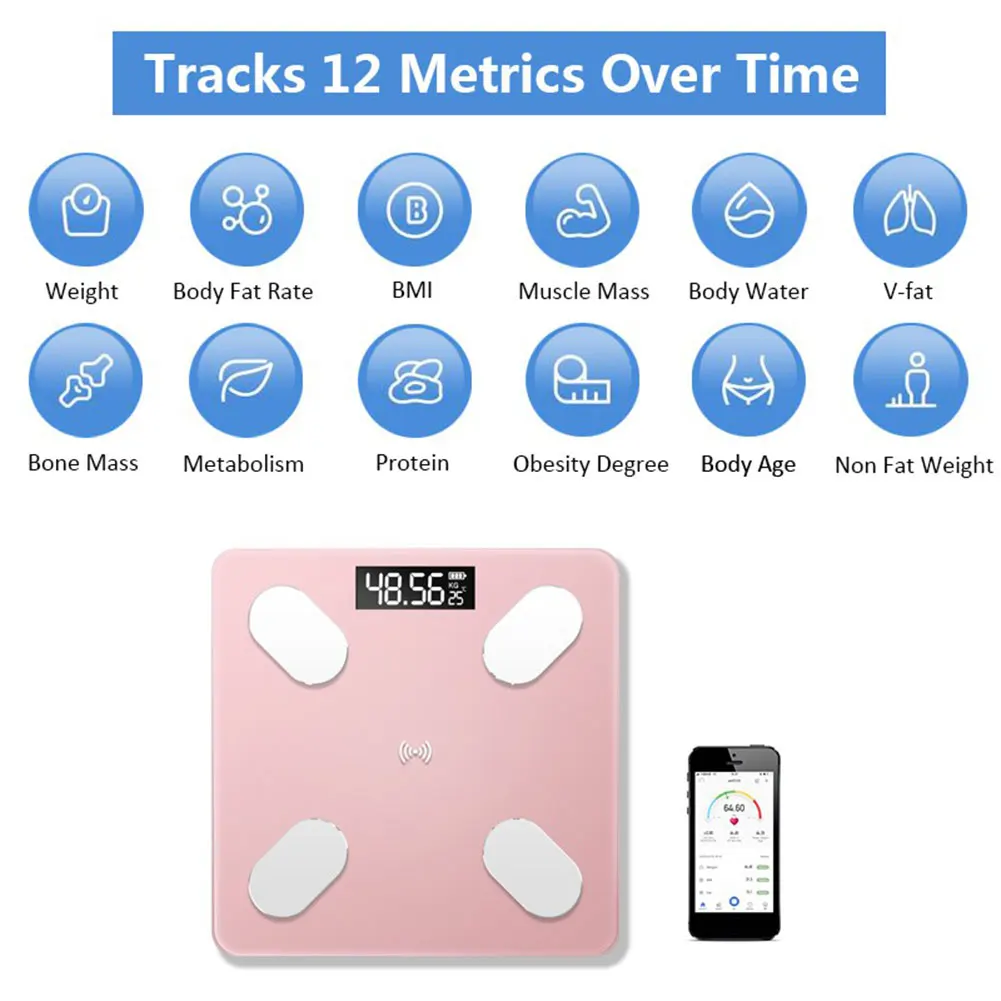 Умные весы для тела, электронные весы, многофункциональные Bluetooth, ЖК-дисплей, умные домашние весы, напольные весы, мониторинг здоровья