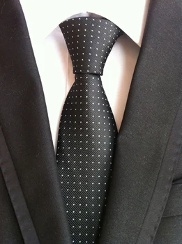 

8cm width fashion necktie classic black with white dots designer's gravata for wedding