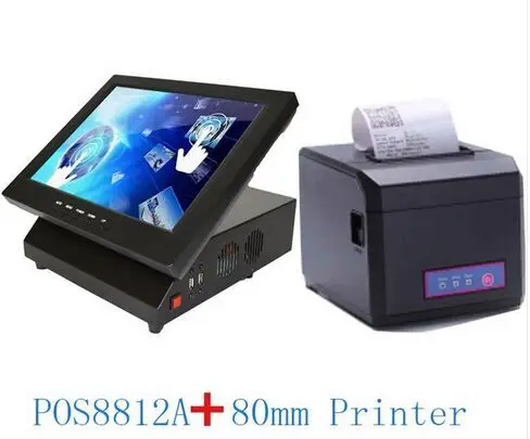 

Free shipping 12 inch lcd monitor terminal sales cash register all-in-one pos system plus 58mm thermal printer